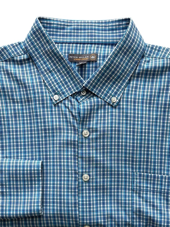 Peter Millar Other - Peter Millar Summer Comfort XXL Blue Plaid Stretch Button Down Shirt
